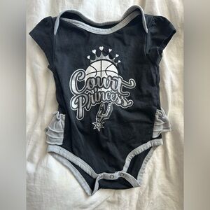 0-3 Month NBA San Antonio Spurs Black and Silver Girls Onesie with Ruffles